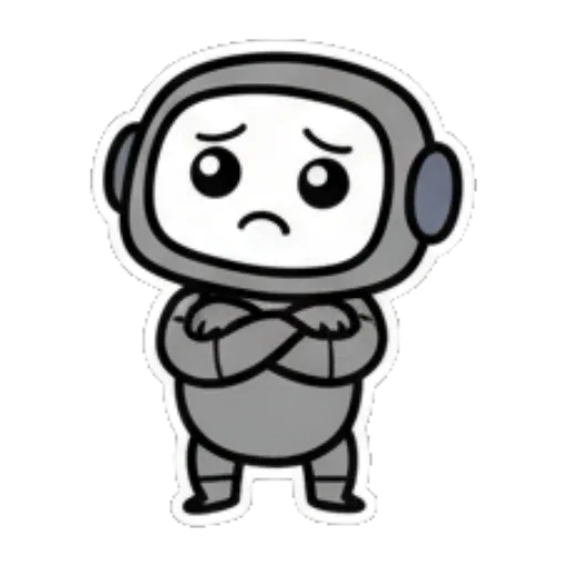 机器人双手抱胸，面露不悦。 Cute Robot Expressions sticker for expressive chats and social replies.
