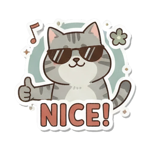 戴墨镜耍帅的小猫 Playful Grey Tabby sticker for expressive chats and social replies.