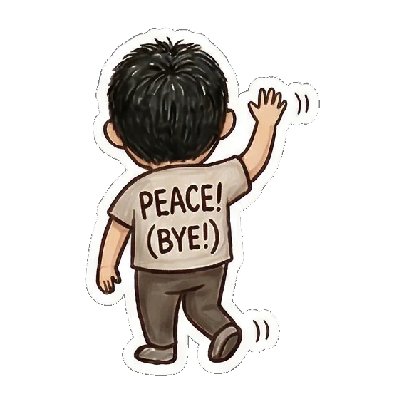 Waving goodbye Little Dancer Boy sticker for expressive chats and social replies.
