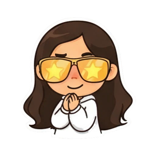 Excited girl with star-shaped eyes and yellow sunglasses Cool Girl Daily Vibes sticker for expressive chats and social replies.