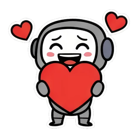 抱爱心表达爱意 Chibi Robot Emoticons sticker for expressive chats and social replies.