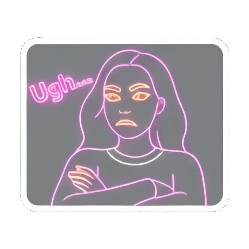 不耐烦地Ugh Neon Girl Daily sticker for expressive chats and social replies.