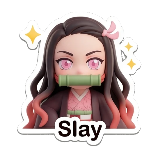 Nezuko looking confident and slaying Nezuko Cute 3D Moments sticker for expressive chats and social replies.
