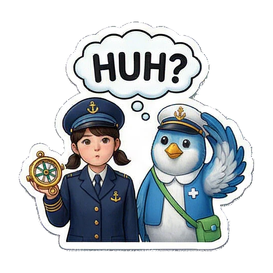 问候、感谢、鼓励的表情 Little Captain & Blue Bird Duo sticker for expressive chats and social replies.