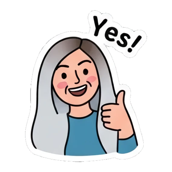 Girl smiling and giving a thumbs up saying Yes Cool Girl Daily Vibes sticker for expressive chats and social replies.