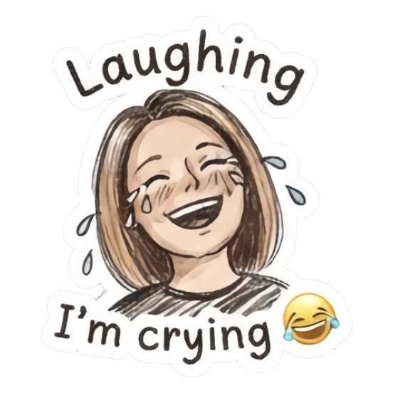 Girl laughing hysterically with tears of joy Sketchy Girl Daily Vibes sticker for expressive chats and social replies.