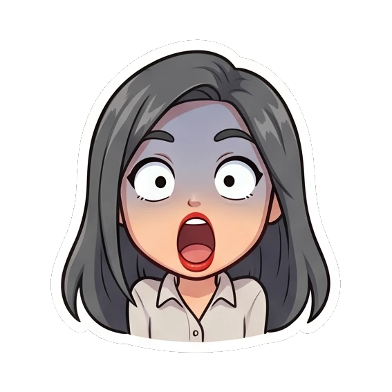 Office lady looking shocked with wide eyes and blue shadow Office Lady Daily Life sticker for expressive chats and social replies.