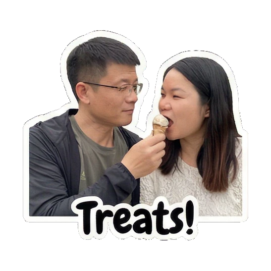 Sharing a sweet ice cream treat Our Sweet Couple Life sticker for expressive chats and social replies.
