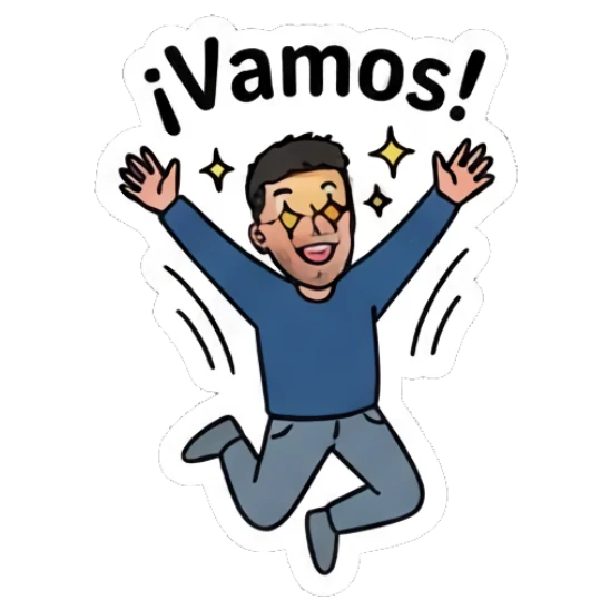 Man jumping with joy and star effects Couple Daily Vibes sticker for expressive chats and social replies.