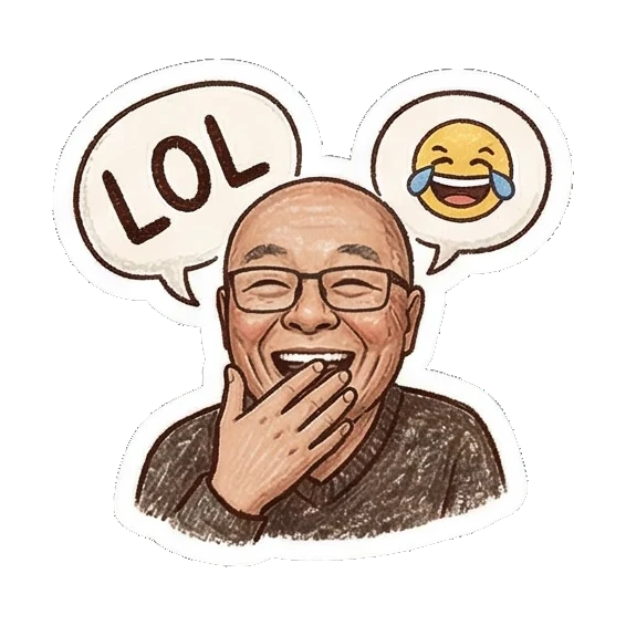 Laughing out loud Bald Uncle Daily Life sticker for expressive chats and social replies.