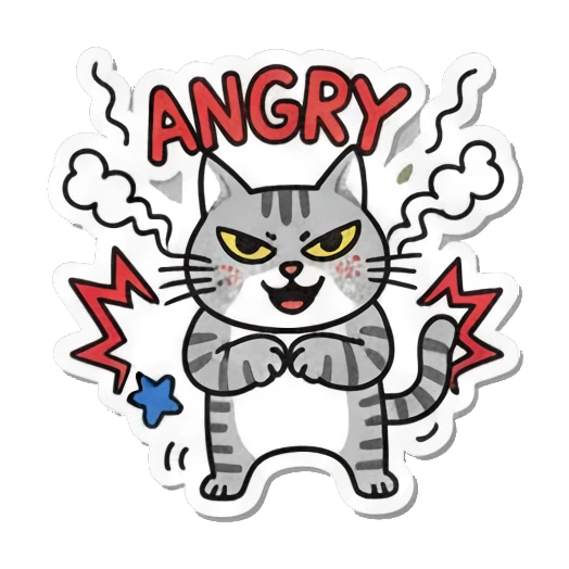 angry cat with steam Playful Tabby Cat Daily sticker for expressive chats and social replies.