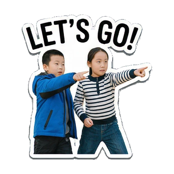 指向前方出发 New Year Kids Duo sticker for expressive chats and social replies.