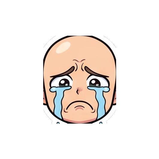 Bald boy crying in a puddle of tears Baldy Boy Daily Life sticker for expressive chats and social replies.