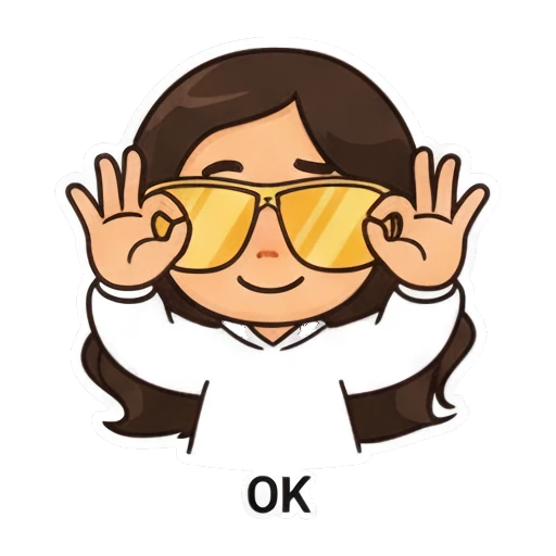 Cool girl making OK hand gesture with yellow sunglasses Cool Girl Daily Vibes sticker for expressive chats and social replies.