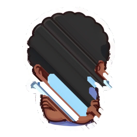 Curly-haired boy crying with arms crossed in sadness Cheerful Afro Boy Daily sticker for expressive chats and social replies.