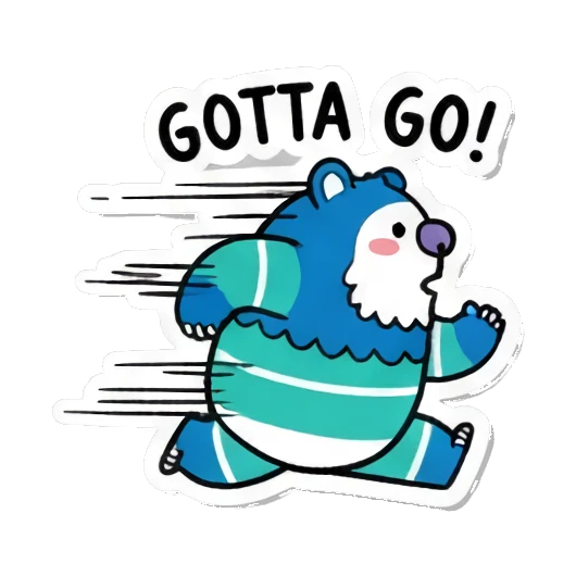 Running monster, 'GOTTA GO!' Fluffy Monster Moods sticker for expressive chats and social replies.