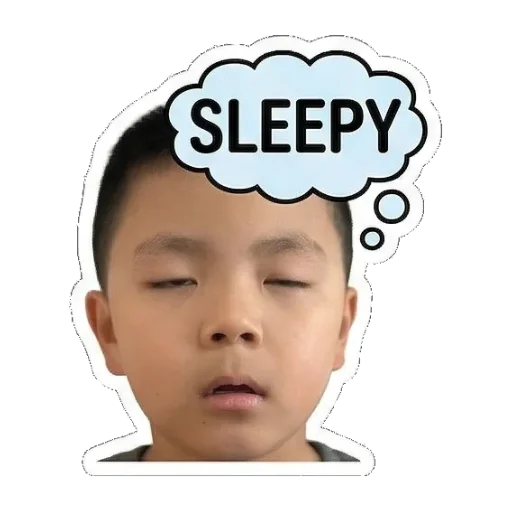 眼睛半闭，困倦想睡觉SLEEPY Boy's Expressive Faces sticker for expressive chats and social replies.