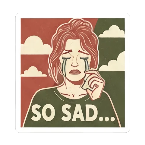 悲伤SO SAD Vintage Vixen Vibes sticker for expressive chats and social replies.