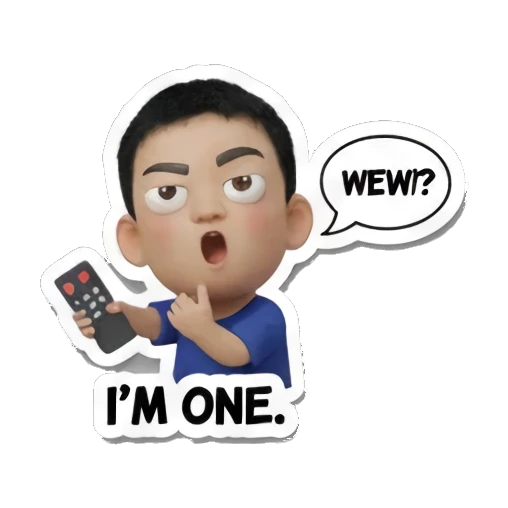 男孩拿着遥控器看电视 Daily Life of a Chill Boy sticker for expressive chats and social replies.