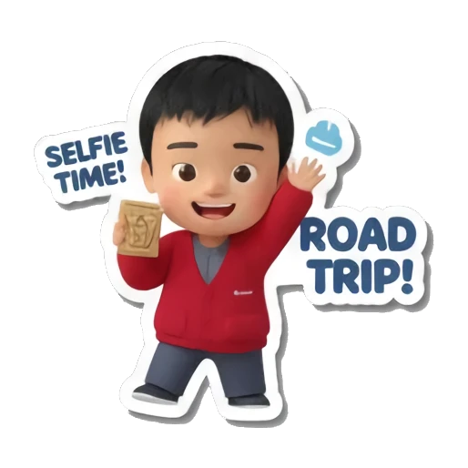 boy taking a selfie Little Traveler Explorer sticker for expressive chats and social replies.