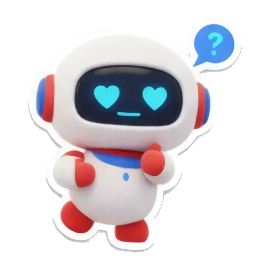 Loving robot with heart eyes Mini Bot Emotions sticker for expressive chats and social replies.