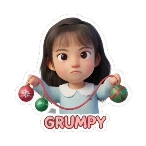 拿着圣诞球一脸无奈 Holiday Girl Adventures sticker for expressive chats and social replies.