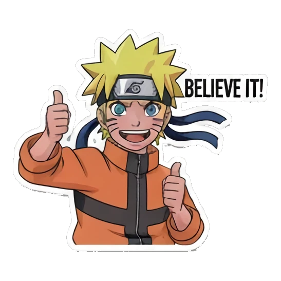 Naruto giving thumbs up Ninja World Expressions sticker for expressive chats and social replies.