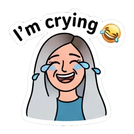 Girl laughing with tears of joy Cool Girl Daily Vibes sticker for expressive chats and social replies.