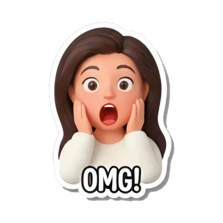 惊讶，OMG表情 Cute Girl's Daily Moods sticker for expressive chats and social replies.