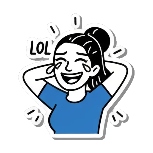 女孩大笑LOL Pop Art Girl Expressions sticker for expressive chats and social replies.
