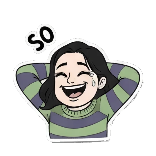 开心大笑SO FUNNY Cartoon Girl Expressions sticker for expressive chats and social replies.
