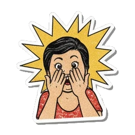Mother character looking shocked with hands on face Retro Comic Mom Expressions sticker for expressive chats and social replies.