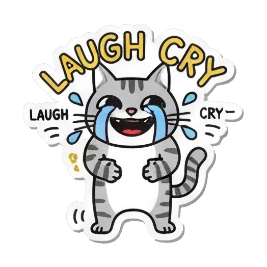 cat laughing and crying Playful Tabby Cat Daily sticker for expressive chats and social replies.