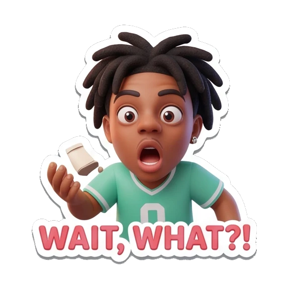 Gamer boy shocked holding controller, text 'WAIT, WHAT?!' Gamer Life Adventures sticker for expressive chats and social replies.