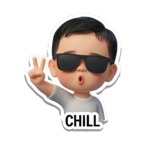Cool baby with sunglasses 'CHILL' Baby's Daily Moods sticker for expressive chats and social replies.