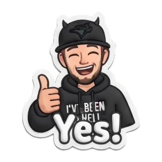 Guy giving thumbs up with text Yes! Custom camojis sticker for expressive chats and social replies.