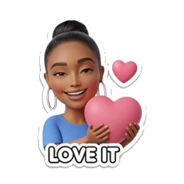 女孩比心表达爱意 Cheerful 3D Girl Expressions sticker for expressive chats and social replies.