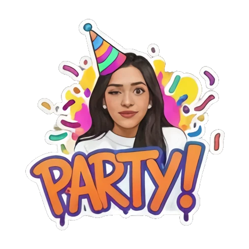 戴帽庆祝Party! Graffiti Girl Vibes sticker for expressive chats and social replies.