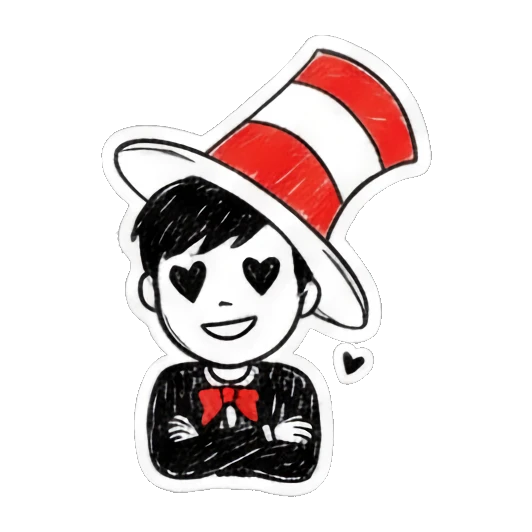 男孩爱心眼表情 Doodle Hat Boy sticker for expressive chats and social replies.