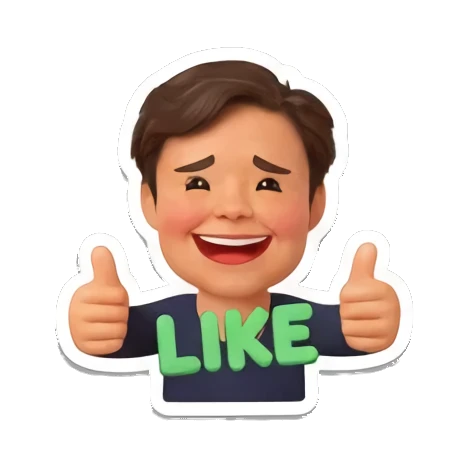 男孩双手点赞表示喜欢 Cheerful Boy 3D Expressions sticker for expressive chats and social replies.