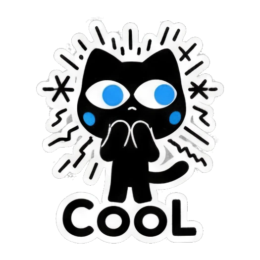 黑猫戴墨镜惊讶 Keith Haring Style Black Cat sticker for expressive chats and social replies.