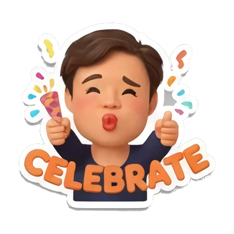 男孩撒花庆祝 Cheerful Boy 3D Expressions sticker for expressive chats and social replies.