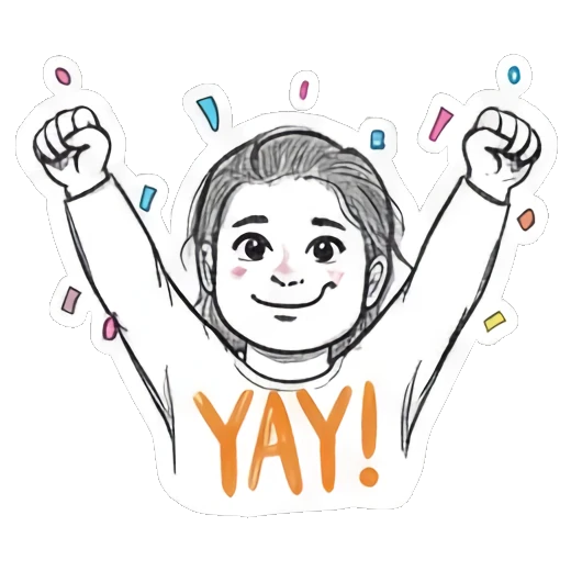 双手举起欢呼的女孩 Doodle Girl Daily Vibes sticker for expressive chats and social replies.
