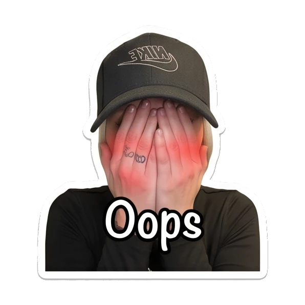 Woman covering face with hands, embarrassed, text Oops Cool Girl Daily Vibes sticker for expressive chats and social replies.