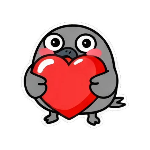 小鸟抱着爱心表达爱意 Cute Bird Emotions sticker for expressive chats and social replies.