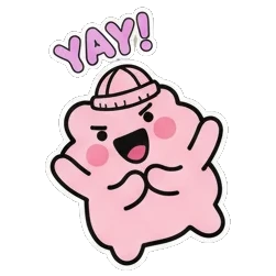 开心欢呼的团子 Pink Blob Buddies sticker for expressive chats and social replies.