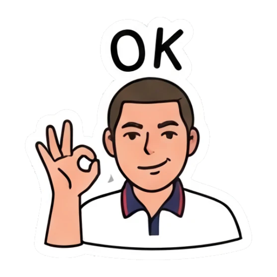 Young man making an OK hand gesture with a confident smile. Daily Life of a Cool Guy sticker for expressive chats and social replies.