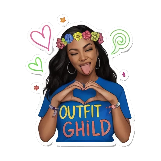 女孩俏皮吐舌 Vibrant Festival Girl sticker for expressive chats and social replies.