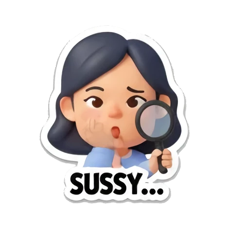 怀疑的少女说SUSSY Cheerful Girl Daily Life sticker for expressive chats and social replies.