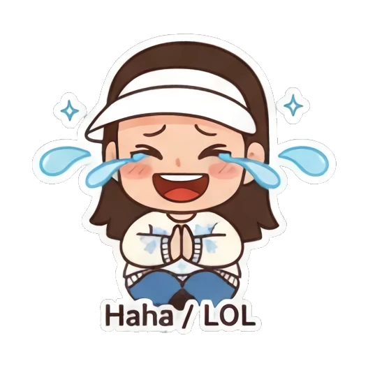 Girl laughing out loud. Visor Girl's Expressive Day sticker for expressive chats and social replies.